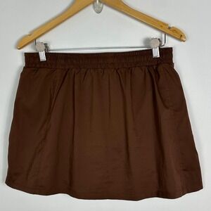 Girlfriend Collective Brown Tennis Skort‎ Womens Size Large Activewear Skirt L